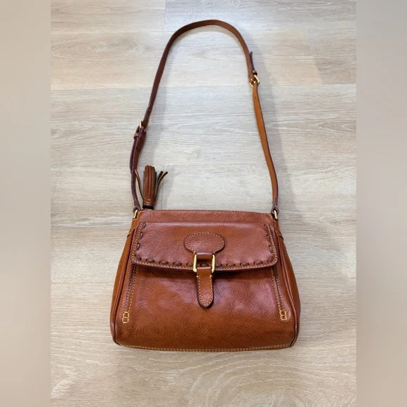Dooney & Bourke Florentine Leather Crossbody Shoulder Bag Tan Brown Vacchetta - Picture 6 of 14